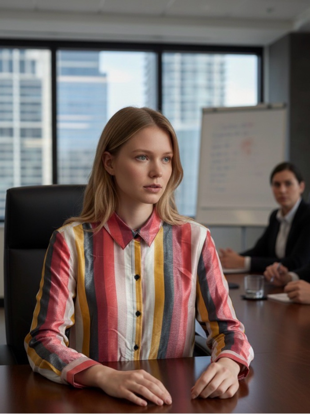 Express Multicolor Vertical Stripe Shirt - Pink, Yellow, Black, White - Picture 2 of 10